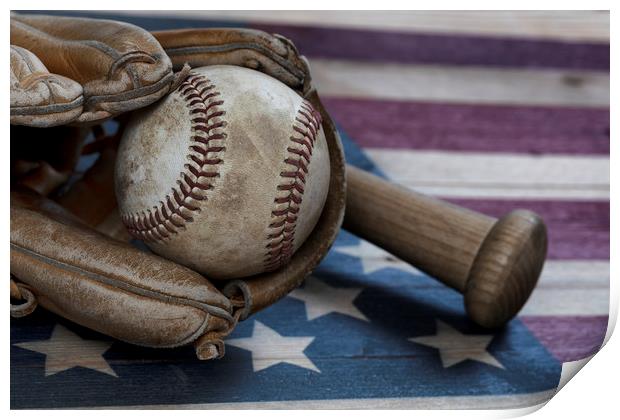Old Fashion American Baseball  Print by Thomas Baker