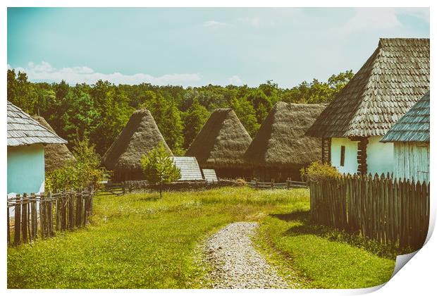 Old Romanian Village View In Romania Print by Radu Bercan