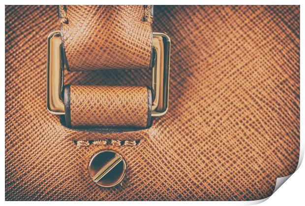 Brown Leather Woman Bag Closeup Print by Radu Bercan