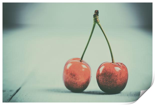 Fresh Red Cherry Fruit Print by Radu Bercan