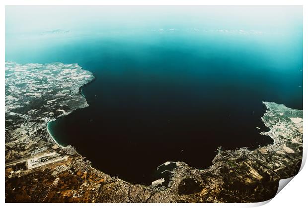 Palma de Mallorca And Balearic Sea At 10.000m Alti Print by Radu Bercan