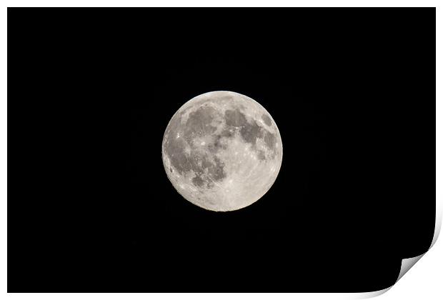 The Moon On Black Night Sky Print by Radu Bercan
