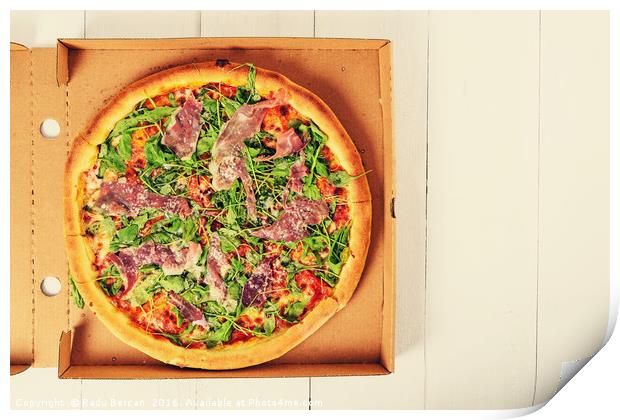 Italian Pizza With Green Fresh Rucola (Arugula), P Print by Radu Bercan