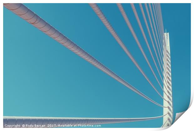 White Abstract Bridge Structure On Sky Print by Radu Bercan