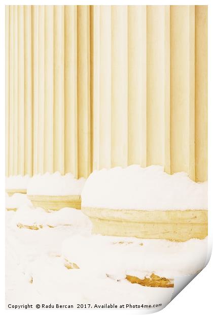 Composite Greek Style Columns In Winter Print by Radu Bercan