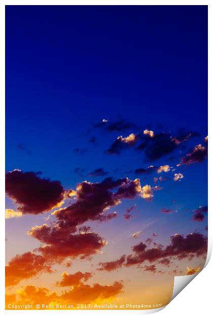 Beautiful Blue And Orange Tranquil Summer Sunset B Print by Radu Bercan