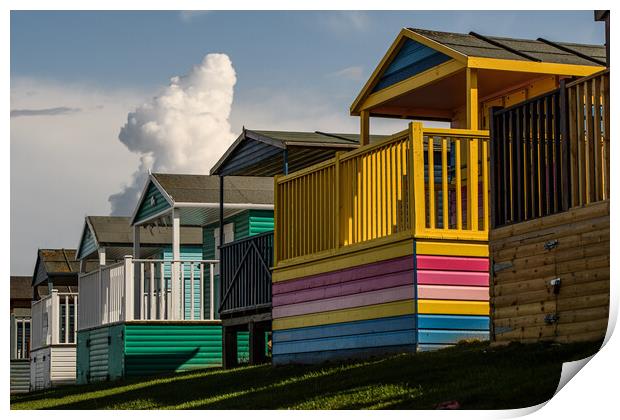 Tankerton beach huts, bathed in sunlight Print by Rob Lucas
