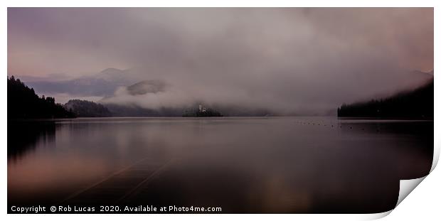 Misty Morning Lake Bled Slovenia Print by Rob Lucas