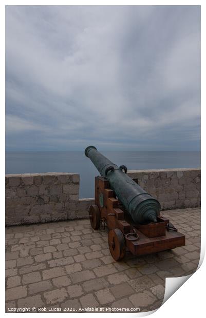 Cannon defending Dubrovnik Print by Rob Lucas