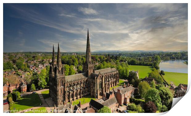 Lichfield Cathedral Aerial View Print by Catchavista 