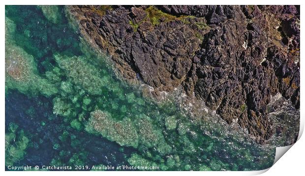 Rocks and Sea Aerial View Print by Catchavista 