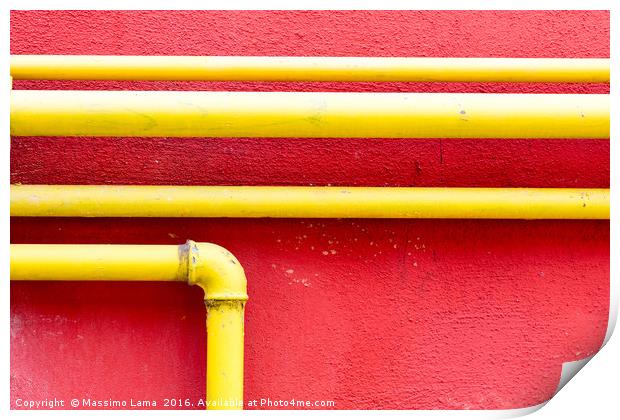 yellow gas pipe Print by Massimo Lama