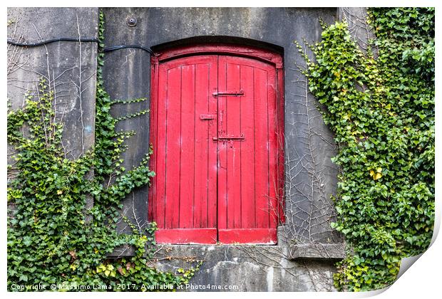 red door on wall Print by Massimo Lama