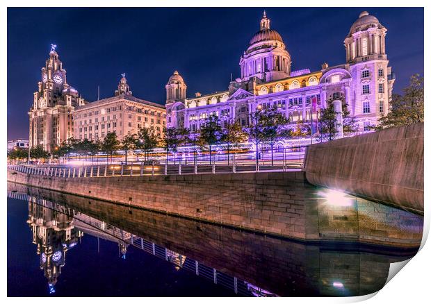 Three Graces of Liverpool Print by Kevin Elias