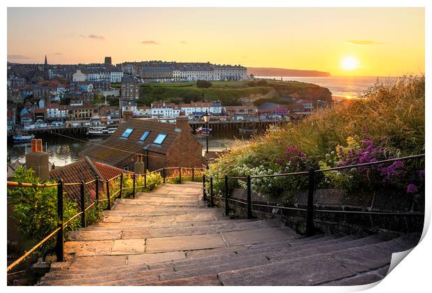 Whitby sunset Print by Kevin Elias