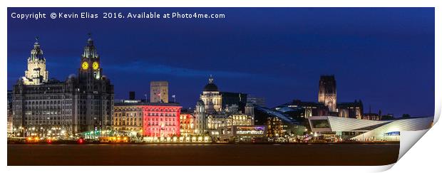 Liverpool's Illuminated Waterfront Spectacle Print by Kevin Elias