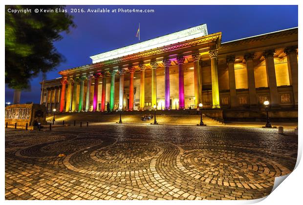 Illuminated Solidarity: Liverpool's St George's Ha Print by Kevin Elias