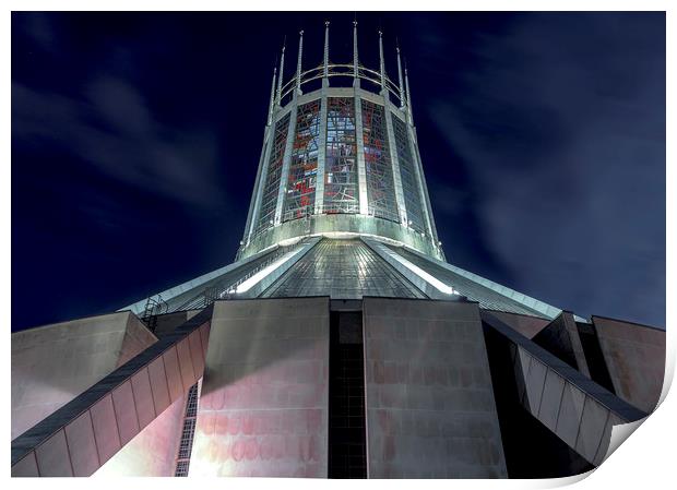 Liverpool Metropolitan cathedral Print by Kevin Elias