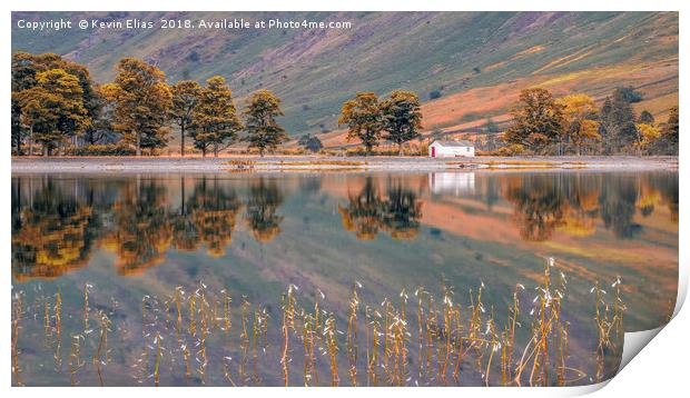 Autumn's Embrace at Buttermere Lake Print by Kevin Elias