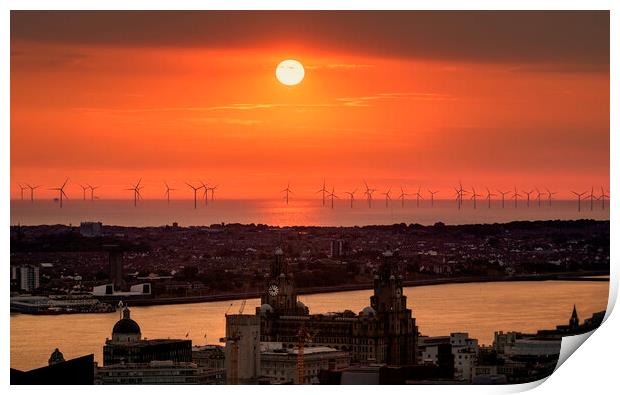 Mersey sunsets Print by Kevin Elias