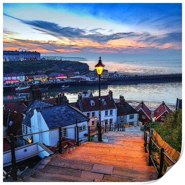 Whitby steps Print by Kevin Elias