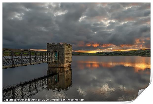 Golden Hour at Hury Reservoir Print by AMANDA AINSLEY