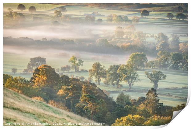 Misty Morning on River Tees Print by AMANDA AINSLEY