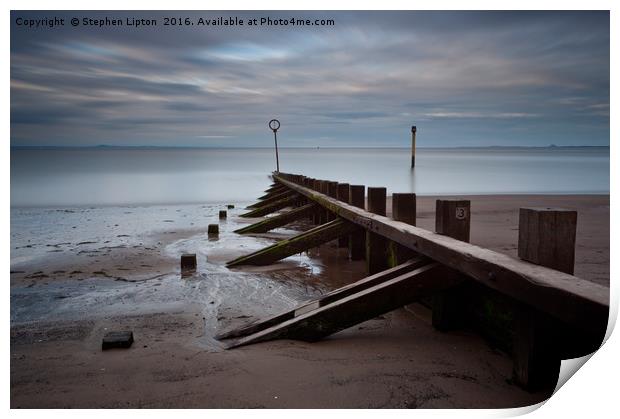 Portobello Beach and groyne at Dusk Print by Stephen Lipton