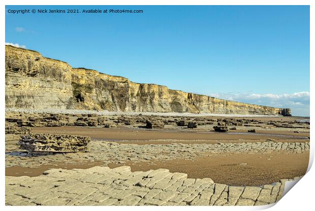 Cliffs and Sand between Monknash and Nash Point Be Print by Nick Jenkins
