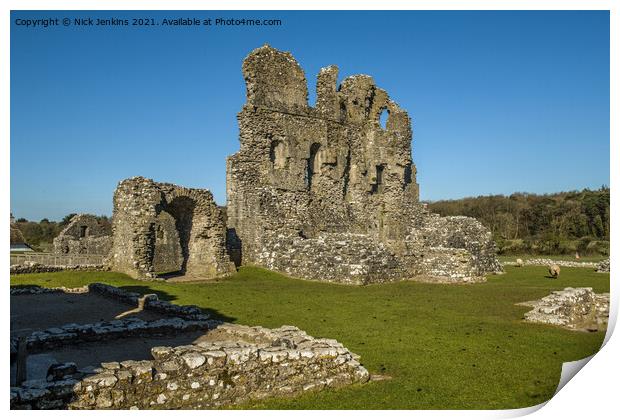 Remains of Ogmore Castle at Ogmore Village Vale of Glamorgan Print by Nick Jenkins