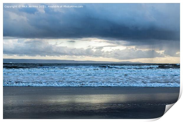 Incoming Waves Llantwit Major Beach  Print by Nick Jenkins