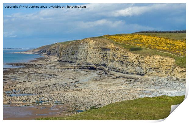 Looking down on Dunraven Bay Southerndown Print by Nick Jenkins