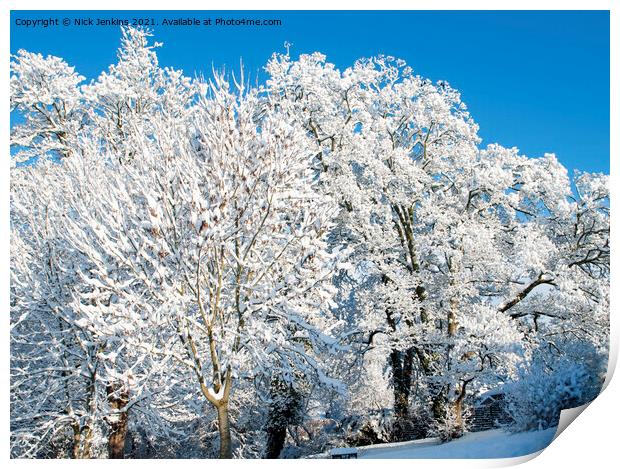 Winter Snow on Trees Print by Nick Jenkins