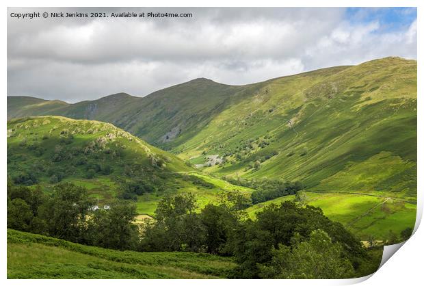 The Upper Troutbeck Valley in Summer Print by Nick Jenkins