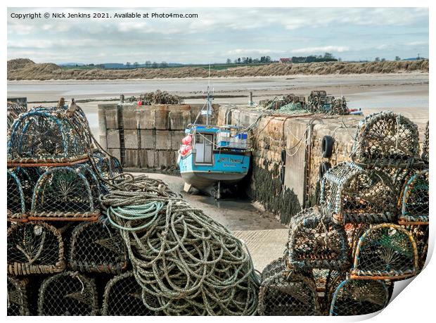 Beadnell Harbour Low Tide Northumberland Print by Nick Jenkins