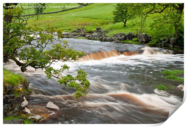 River Wharfe in full flow Wharfedale  Print by Nick Jenkins