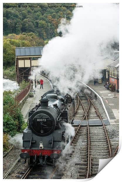 Steam Engine 80072 at Llangollen Station Print by Nick Jenkins