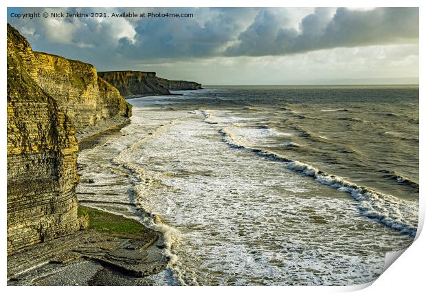 Glamorgan Heritage Coast from Dunraven Southerndown Print by Nick Jenkins