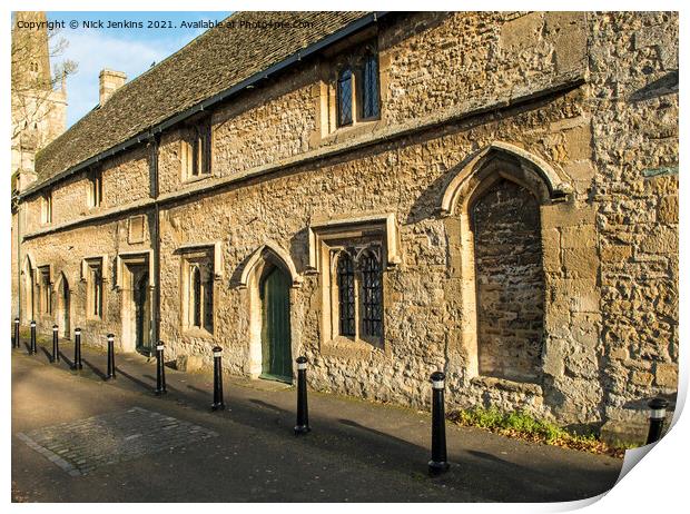 Burford Almshouses in the Cotswolds   Print by Nick Jenkins