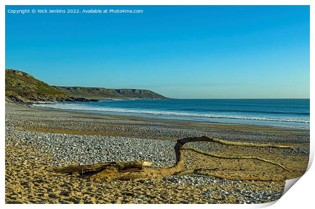 Horton Beach on the Gower Peninsula South Wales Print by Nick Jenkins