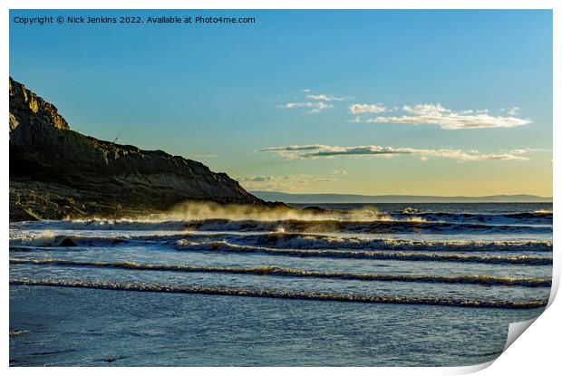 Dunraven Bay Incoming Waves  Print by Nick Jenkins