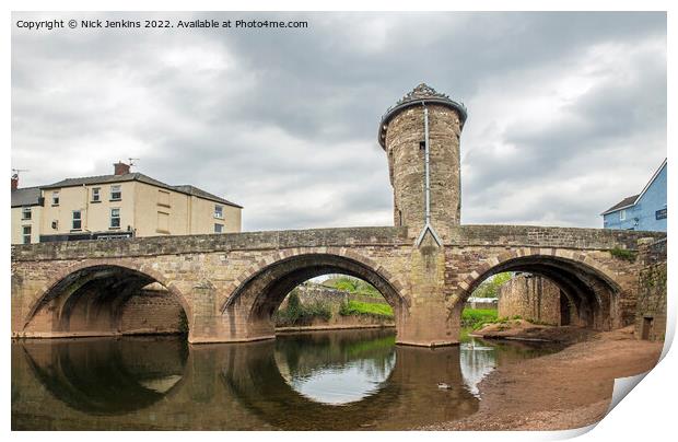 The Monnow Bridge Monmouth  Print by Nick Jenkins