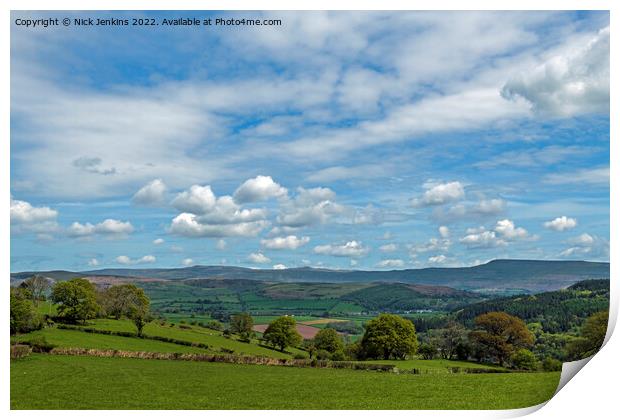 View of the Black Mountains Monmouthshire Print by Nick Jenkins