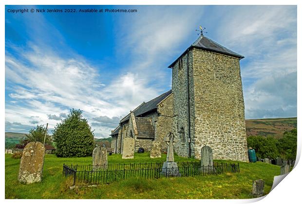 Mid Wales Llandewi'r Cwm Church Print by Nick Jenkins