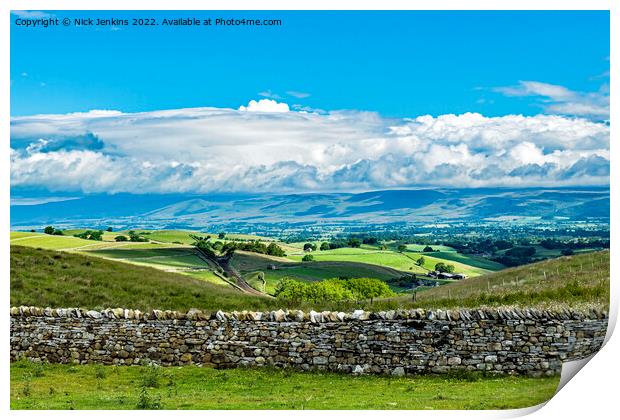 View north from Tommy Road towards Yorkshire Fells Print by Nick Jenkins