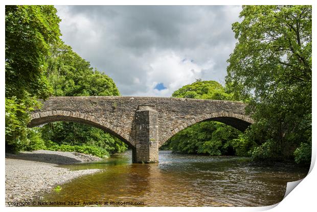 Bridge over the River Rawthey Sedbergh Cumbria Print by Nick Jenkins