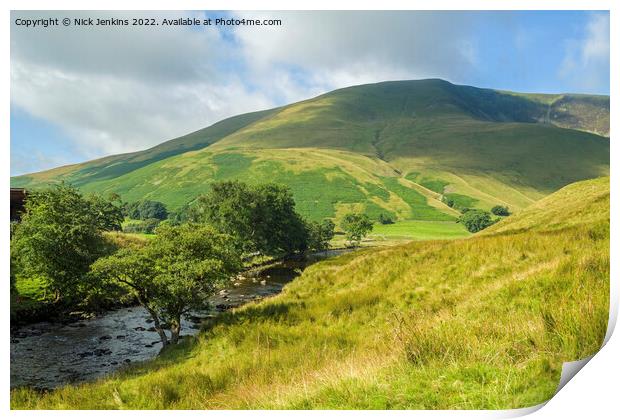 River Rawthey Howgill Fells in Summer  Print by Nick Jenkins