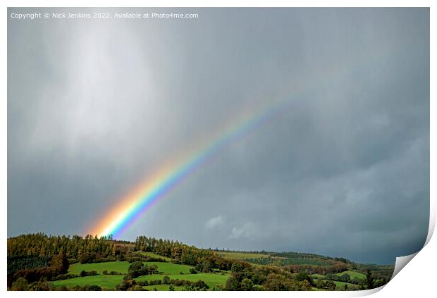 Sharp Rainbow over Talybont Valley Brecon Beacons Print by Nick Jenkins