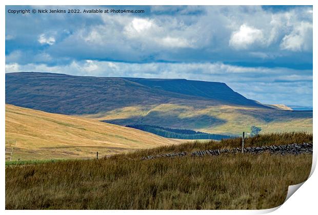 View aross Garsdale to Wild Boar Fell Cumbria Print by Nick Jenkins