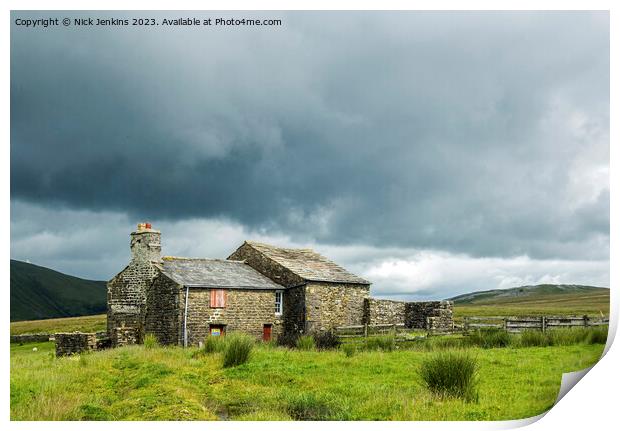 Abandoned Farm and Barns near Uldale off Garsdale in Cumbria Print by Nick Jenkins